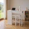 3 Piece Breakfast Bar Table Set with 3 Tier Storage Shelves White Stools & Table