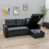 New 3 Seater Pull-Out Reversible Chaise Sofa Bed with Storage, Faux Leather