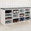Shoe Bench Storage Shoe Cabinet Rack Cupboard with Seat Cushion 14 Compartments