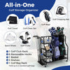 Garage Golf Storage Rack Bag Stand w/Detachable Side Golf Club Rack-Black