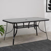 Black Tempered Glass Garden Dining Table Outdoor Large Coffee Table+Parasol Hole