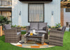 Rattan Patio Furniture Set 4-Piece Garden Sofa, 2 Chairs & Coffee Table Outdoor