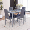 4x Grey Faux Leather Dining Chairs & Grey Tempered Glass Dining Table Dining Set
