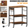 Kitchen Bakers Rack Steel Wood Multi Tier Microwave Oven Stand Coffee Bar Statio