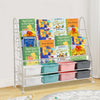 Mobile Children Kids Book Rack Shelf Sling Storage Baskets Organizer Bookcase UK