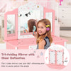 Kids Vanity Table & Chair Set Children Makeup Dressing Table with Mirror