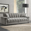 Convertible 3 Seater Velvet Fabric Grey Comfortable Storage Ottoman Sofa Bed