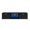 Modern 160cm TV Unit Stand Cabinet Black High Gloss 2 Door Storage LED Lights