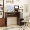 Compact Home Office Desk with Open Shelf & Fabric Storage Drawer-Rustic Brown