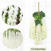 12/24pcs Artificial Wisteria Vine Ivy Garland Foliage Plant Trailing Silk Flower