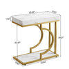 Narrow Side Table White Gold Side Table C Shaped End Table Modern Bedside Table