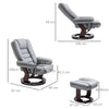 Recliner Chair With footstool, Armchair 135° Reclining Swivel Sofa Chair, Grey