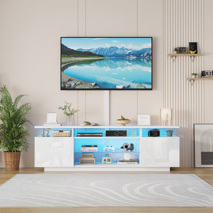 1.6M High Gloss TV Stand Cabinet Entertainment with TV Mount Bracket &LED Lights