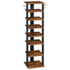 Shoe Rack Wooden, Tall 28 x 28 x 113 cm, Rustic Brown + Black
