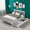 4ft6 Double Size Wooden Solid Pine White Bed Frame Storage Bed With 2 Drawers