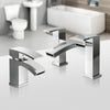 Modern SQUARE WATERFALL CHROME BATHROOM TAP SET - BASIN MONO & BATH FILLER MIXER