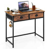 Computer Desk Home Office Desk with 4 Hanging Hooks-Coffee