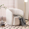 Beige Teddy Fabric Upholstered Accent Tub Armchair Swivel Chair Club Corner Sofa