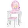 2 in 1 Kids Vanity Table and Chair Set Princess Makeup Dressing Table Writing