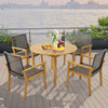Patio Dining Chairs Set of 4 Outdoor Acacia Wood & PE Wicker Chairs