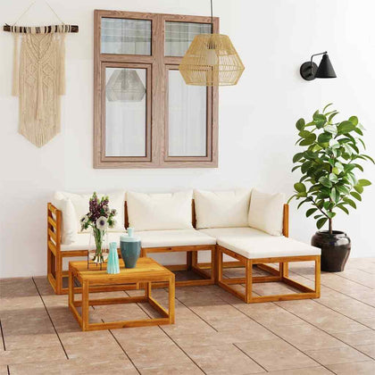 5 Piece Garden Lounge Set with Cushions Solid Wood Acacia (UK/IE/FI/NO only) vid