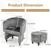 Upholstered Velvet Barrel Chair and Ottoman Set Modern Accent Armchair