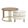 Round Nesting Nest Coffee Table Set with Storage 2 Drawer White Side End Tables