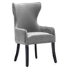 1PC Grey Dining Chairs Armchair High Back Velvet Upholstered With Wood Legs
