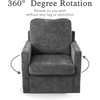 Swivel Accent Chair Grey Chenille Armchair Soft Barrel Club Chair Bedroom Lounge