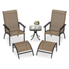 Patio Conversation Furniture Set 5 Pieces Adirondack Chair Set-Coffee