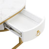 Marble Effects Coffee Table 2-Tier Chic Cocktail Accent Table w/ Storage Drawer