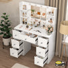 Large 100cm Dressing Table With Hollywood LED Mirror 6 Drawer Vanity Makeup Desk