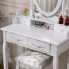 Dressing Table with Mirror and Stool, Vanity Desk with Mirror and Drawers White