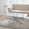 Modern Glass Coffee Table Chrome Stainless Steel Tempered Glass Living Room