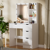 4 Drawers Vanity Table Set White Dressing Table with Mirror and 10 LED Bulbs NEW