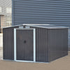 10 x 8ft Dark Grey Steel Sheds Outdoor Tools Storage Garden Shed with Foundation