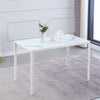 Rectangular White Marble Tempered Glass Dining Table Metal Frame Dining Room