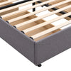 4FT6 DOUBLE BED LINEN FABRIC UPHOLSTERED BED FRAME WITH 4 STORAGE DRAWERS GREY