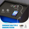 Bedside Table with Charging Station & Led Lights, Bedside Cabinet with 3 Drawers
