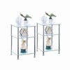 3 Tiers Square Clear Tempered Glass Sofa Side End Table Bedside Table w/ Shelves