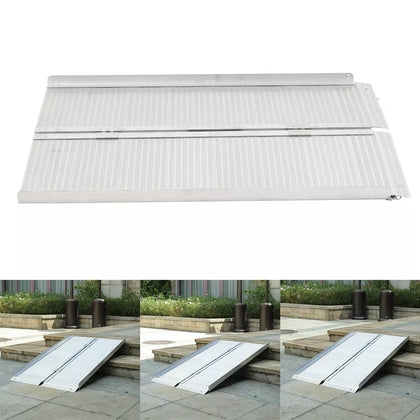 2/3/4/5/6ft Folding Aluminum Wheelchair Ramp Threshold Doorways Step Access Ramp