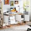 Computer Desk Home Office Desk with Floating Desktop & Dual Drawers White