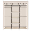 69" Portable Clothes Closet Non-Woven Fabric Wardrobe Double Rod Storage Beige