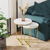 Marble Top Side Table Gold 2 Nesting Small Sofa End Tables Round Bedside Tables