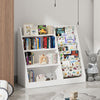 Kids Bookshelf and Toy Organizer Storage , 4 Tier Wooden Kids Book Shelf White