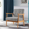 Retro Single Sofa Armchair Wing Back Wood Frame Padded Cushion Linen Fabric Home