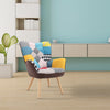 Patchwork Fabric Wing Back Leisure Armchair Lounge Sofa Club Living Room Chair