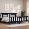BULANED Bed Frame with Headboard Black 200x200 Solid Wood, Bedroom P7Q4