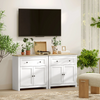 Sideboard Storage Cabinet with Adjustable Shelf Drawer White and Oak Brown HGFS