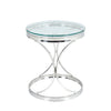 Modern Clear Glass Coffee Table Round Side End Table Desk with Chrome Stand Base